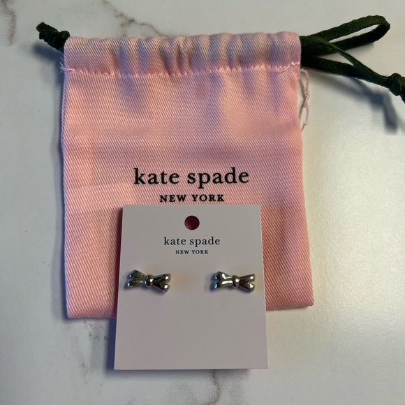 π Kate Spade π Double Bow Silver Earrings NEW with gift pouch!